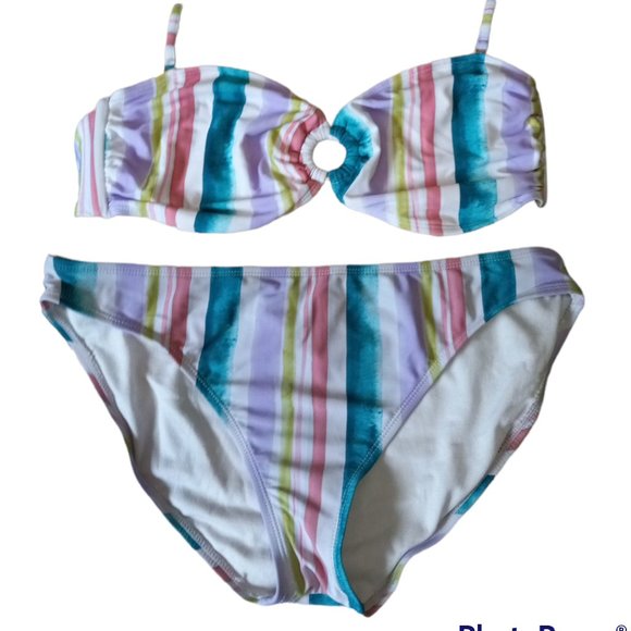 SANDFLOWER Bandeau Bikini Set High Waisted Swimsuit Women's Size L & XL - Picture 2 of 16